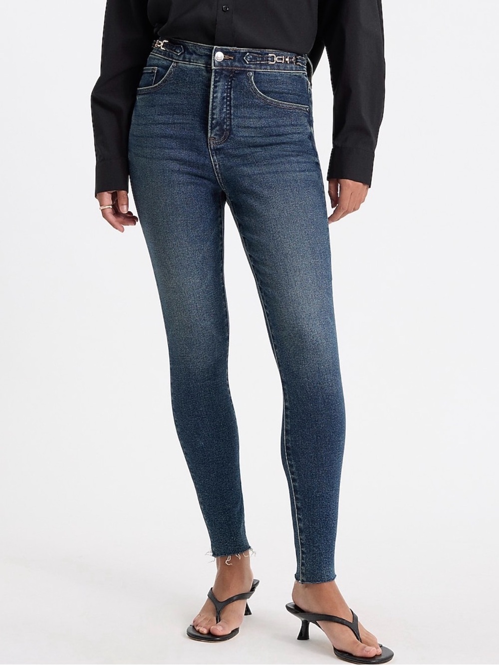 Express High Waisted Dark Wash Horsebit Skinny Jeans